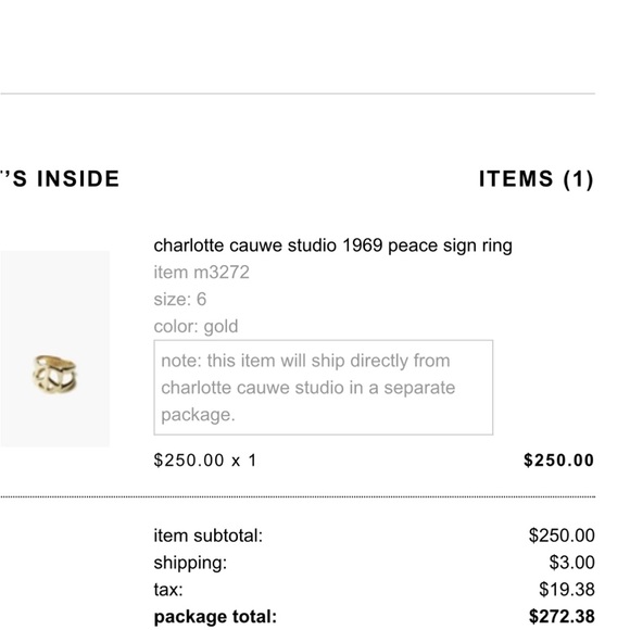 MADEWELL x Charlotte Cauwe Studio 1969 Peace Ring Size 6 - Picture 5 of 7